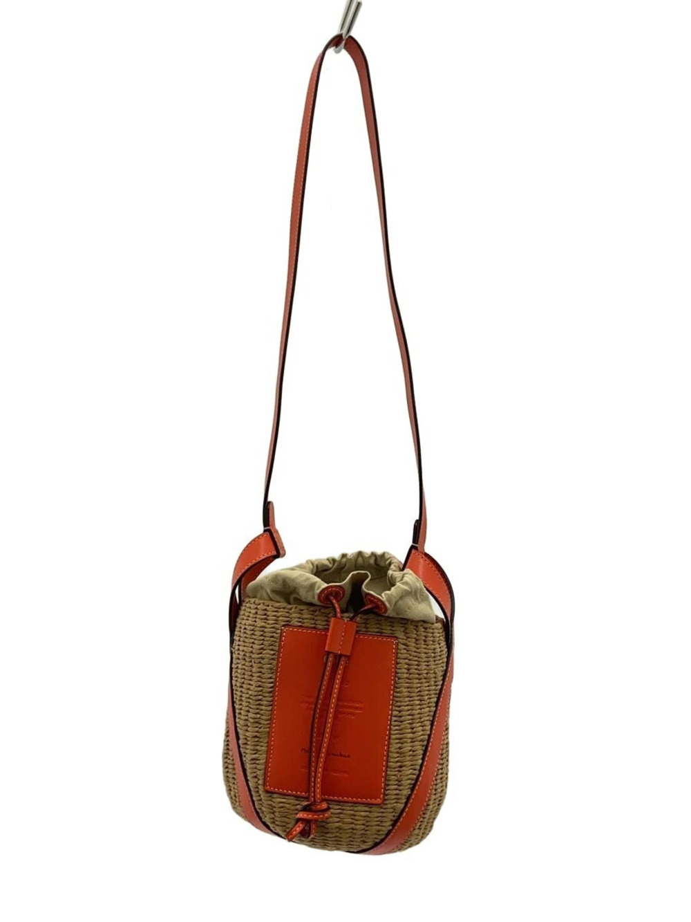 Chloe Mifuko Basket Bag Woven Straw Raffia Bucket Leather Tan Orange